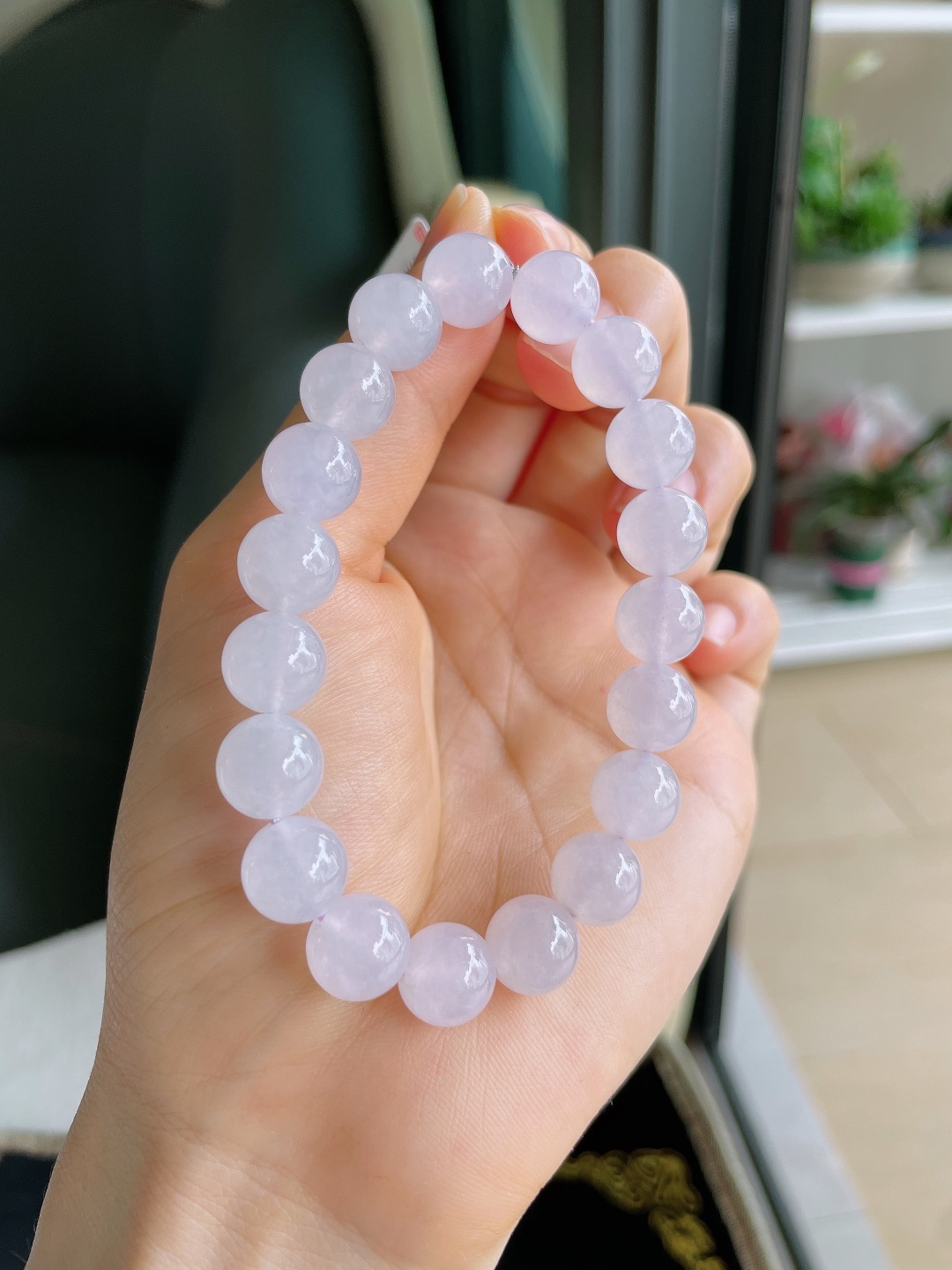 ️，天然翡翠A货，冰种白冰手串，尺寸：10mm。【编3694】