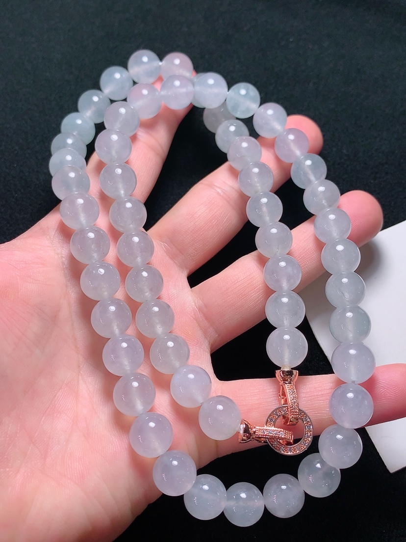 ️高质量珠链，种老水头好，又冰又润，饱满大气，尺寸：10.3mm55粒