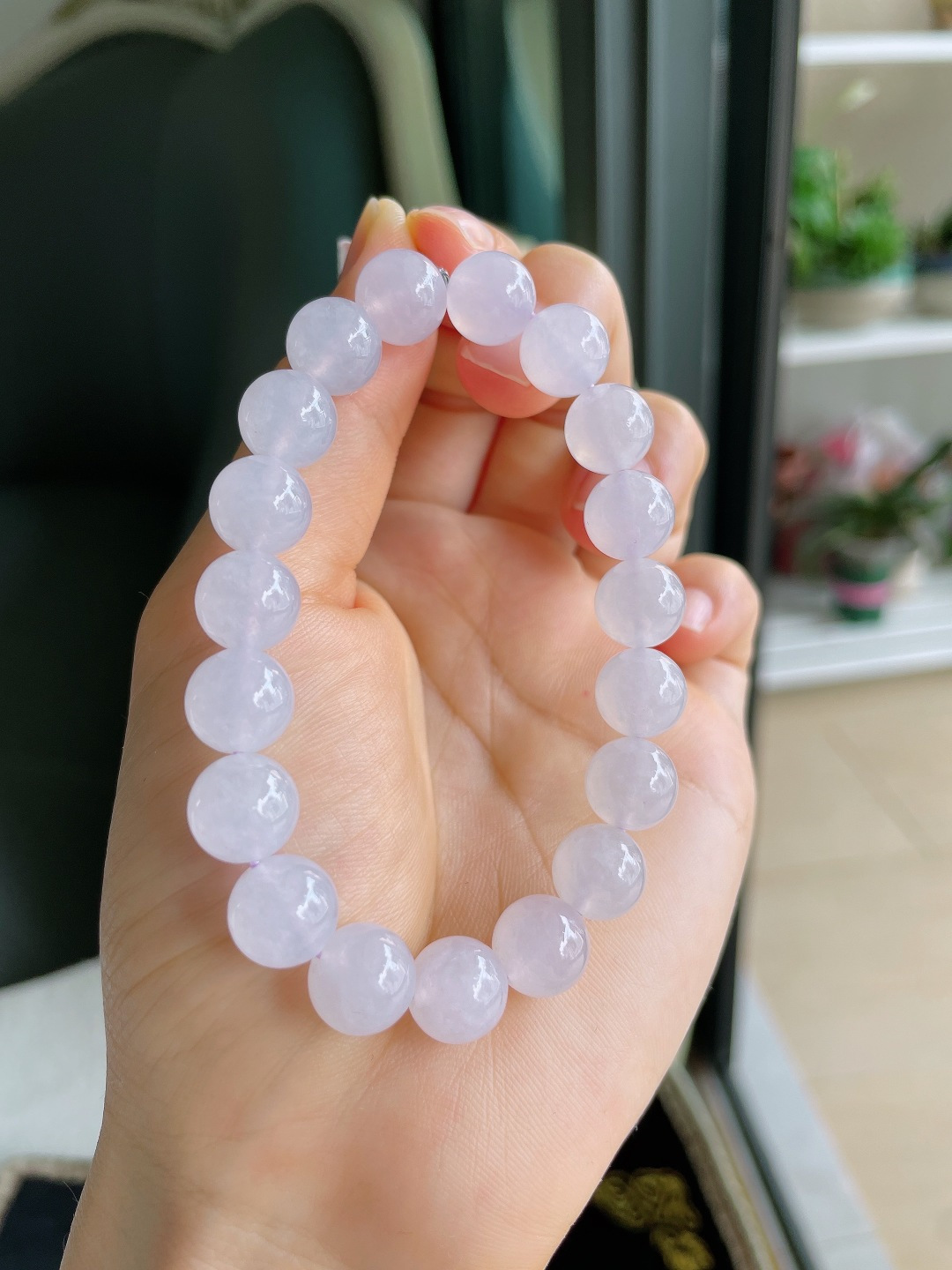 ️，天然翡翠A货，冰种白冰手串，尺寸：10mm。【编3694】