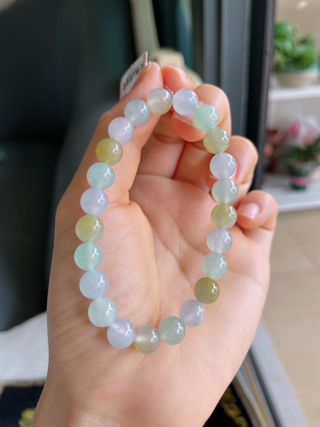 天然翡翠A货，冰多宝手串，尺寸：8mm。【编3883】