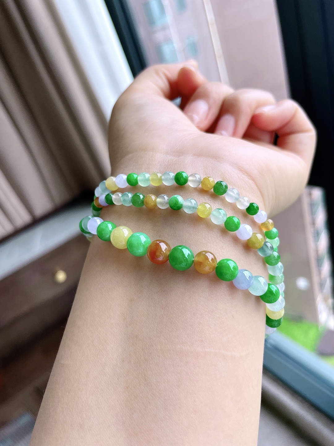 珠子冰多宝珠链圆珠珠子珠链塔链说明性比高尺寸7.1-5.7-3.3mm 33cm重量30.7克不议