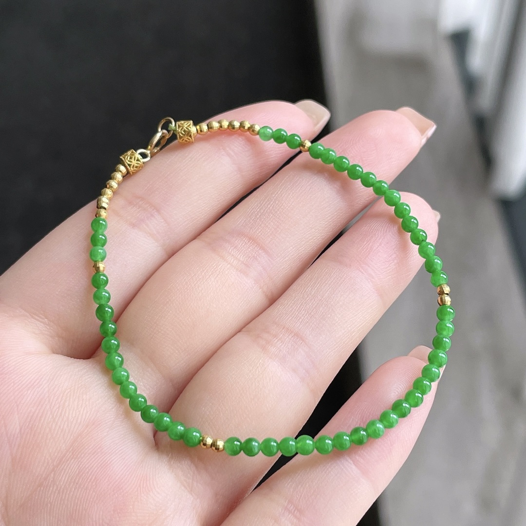 冰绿小米珠手串，2.5