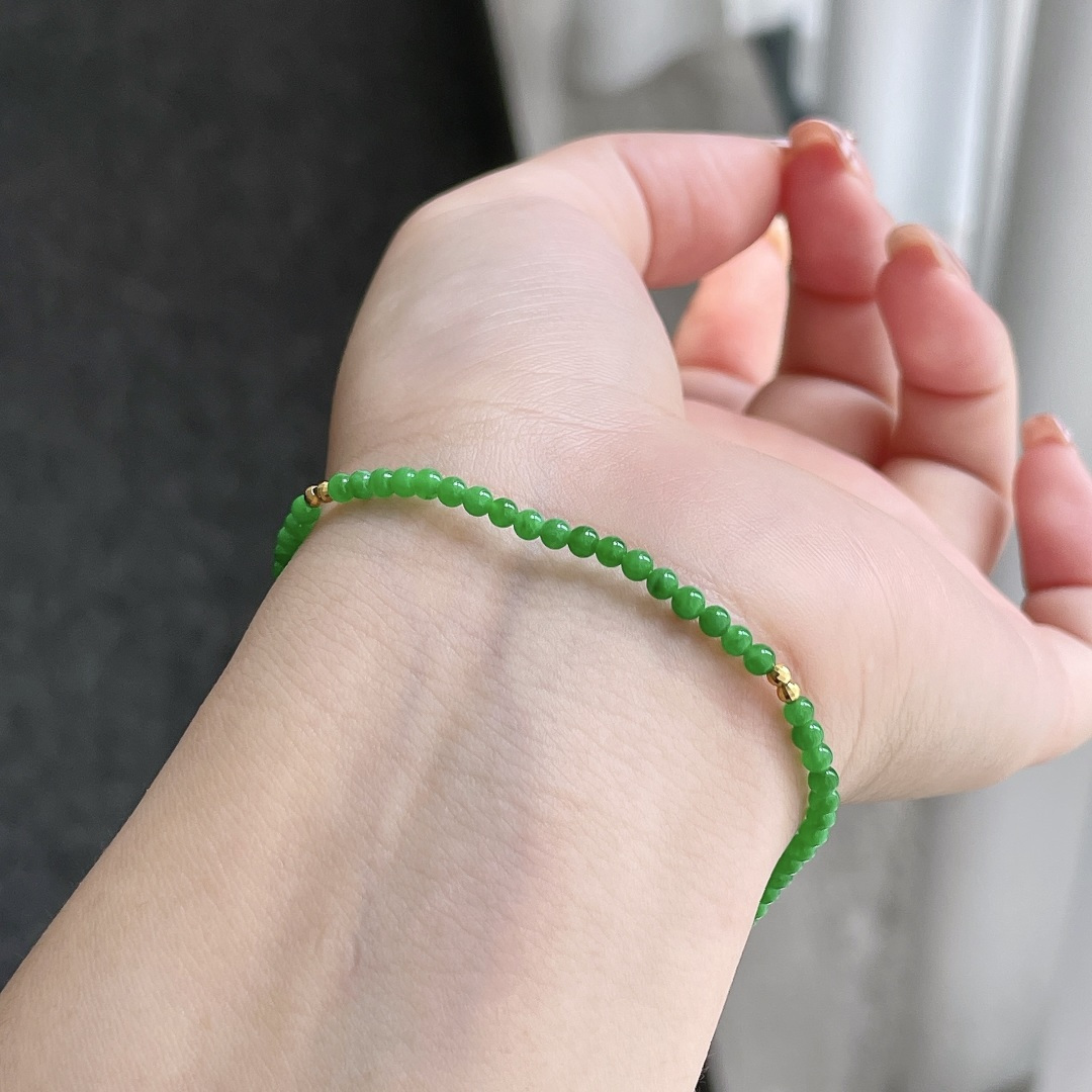 冰绿小米珠手串，2.5