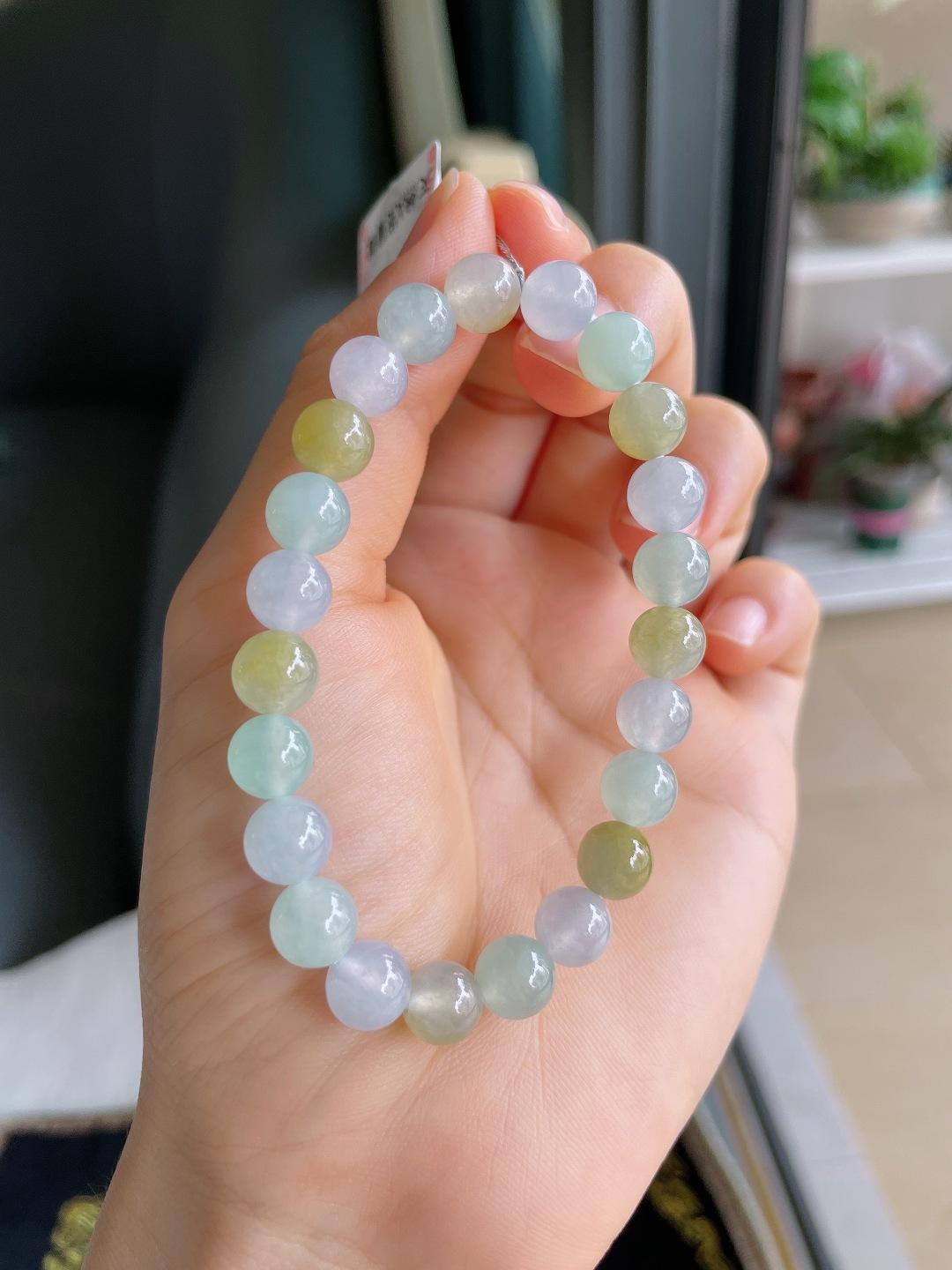 天然翡翠A货，冰多宝手串，尺寸：8mm。【编3883】