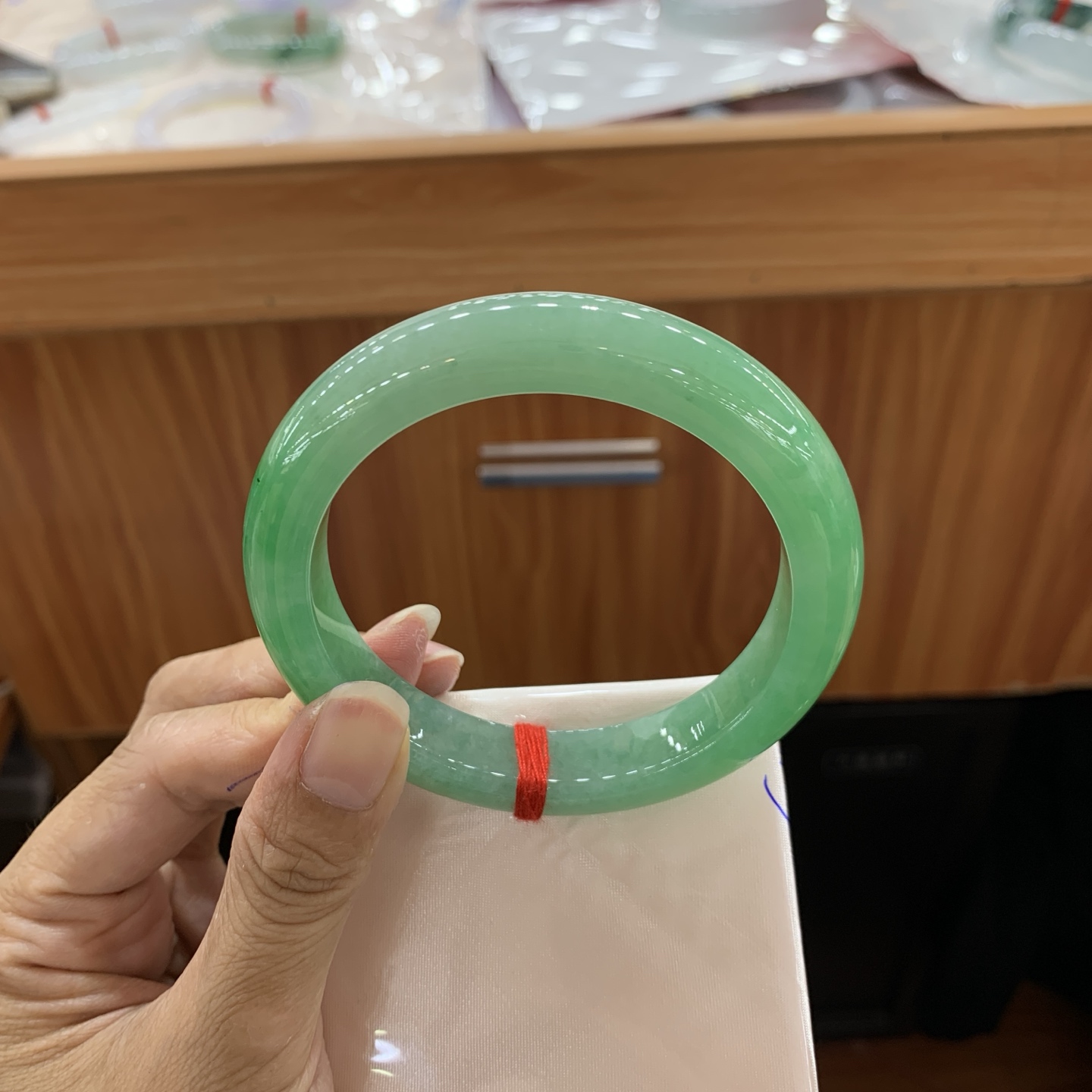 060129CK 满绿正圈大圈口翡翠手镯 60-12.1-9.5