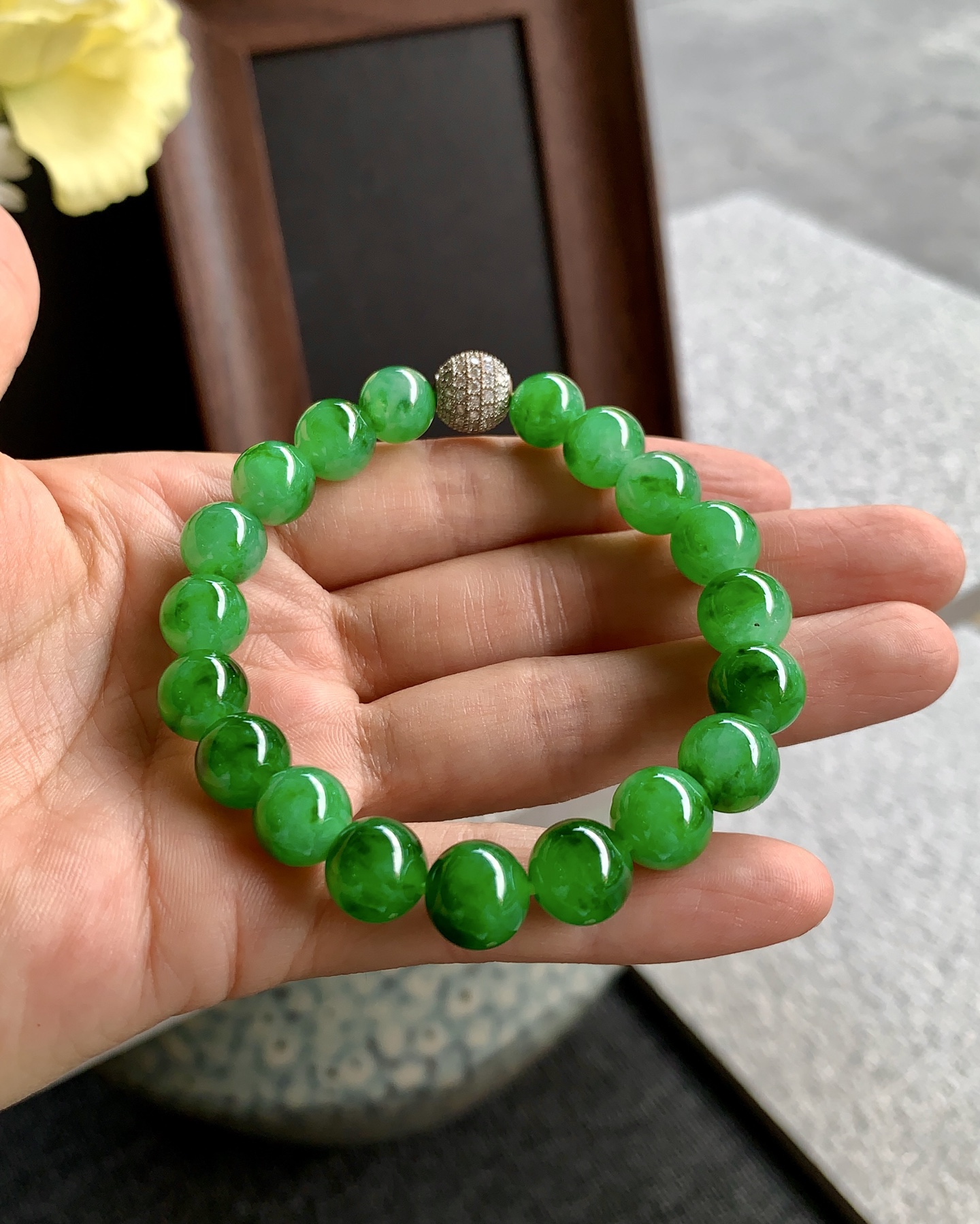 ️ 绿珠串🫧腕间的青山绿水 尺寸9.9/9.4共19颗