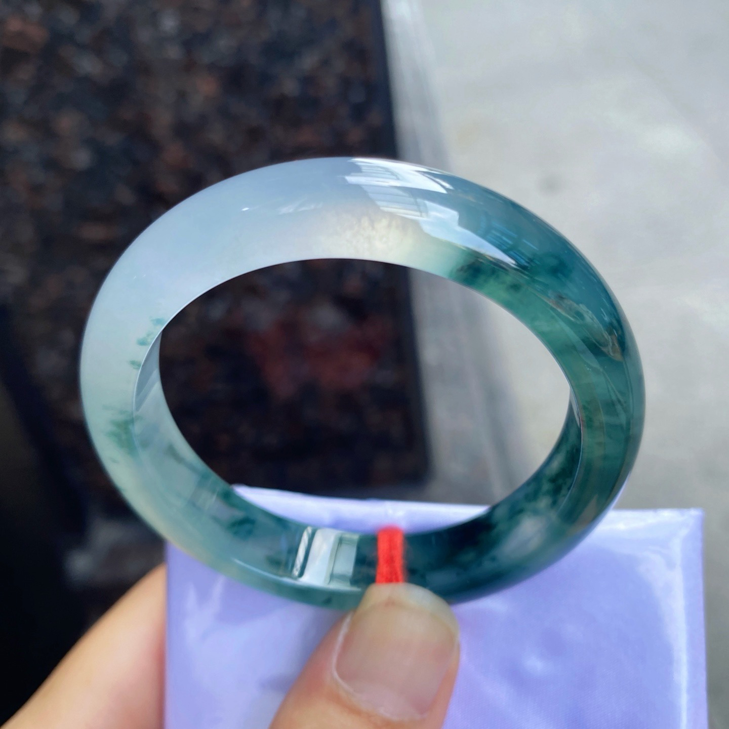 圈口50-11.1-7.5     【高冰种飘花水墨画正圈手镯】圈口49  50可戴