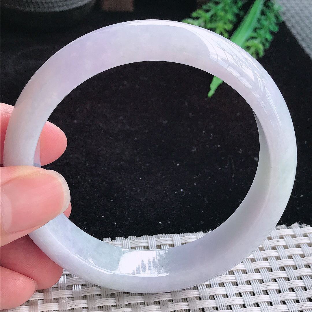 实拍A货翡翠62/15.5/8.8大圈口轮胎镯老坑精美淡雅紫罗兰手镯妈妈款