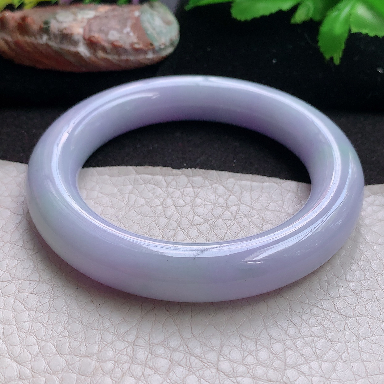 ss实拍57*12胖圆镯 缅甸翡翠a货玉手镯水润紫罗兰圆条珠宝玉手环 美人镯