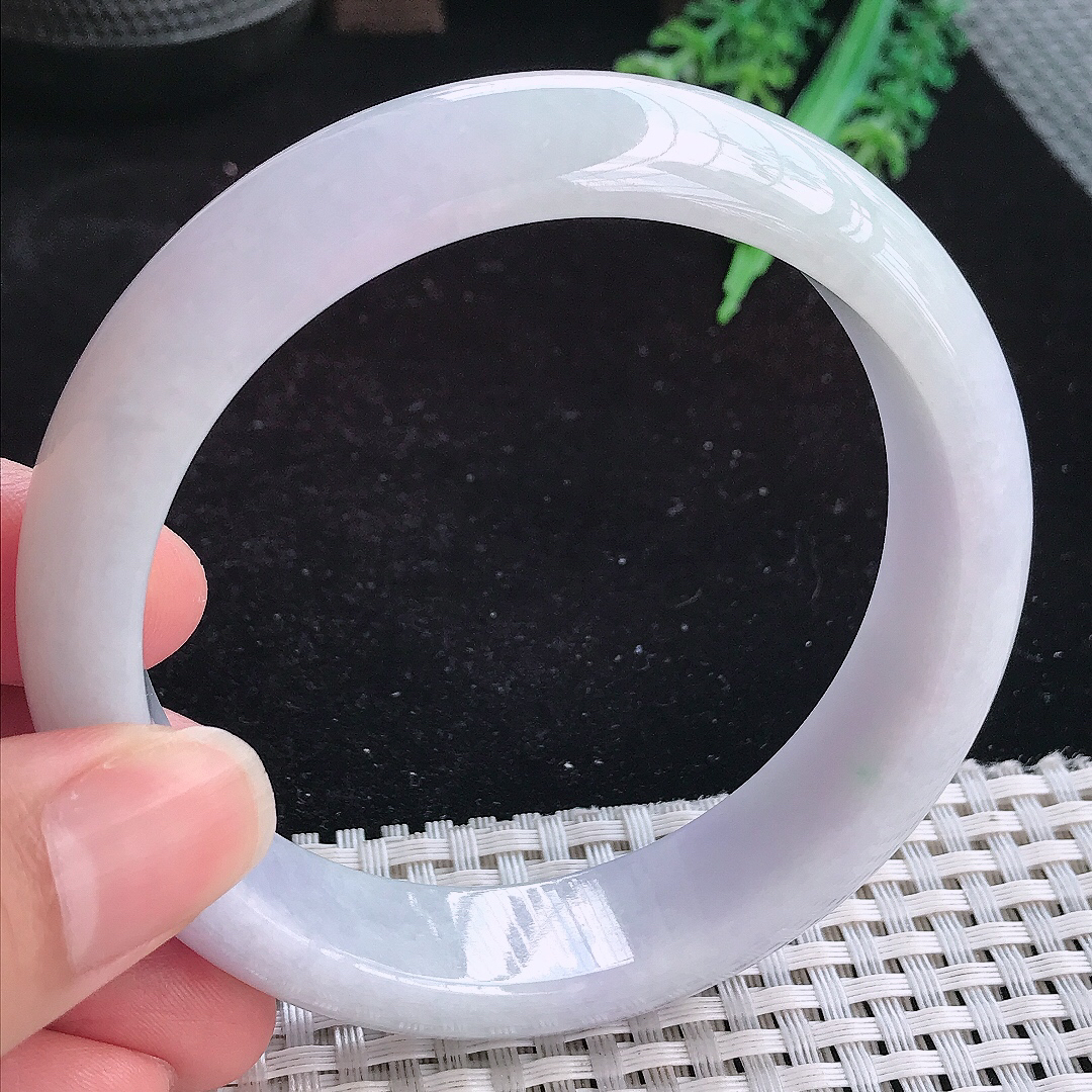 实拍A货翡翠62/15.5/8.8大圈口轮胎镯老坑精美淡雅紫罗兰手镯妈妈款
