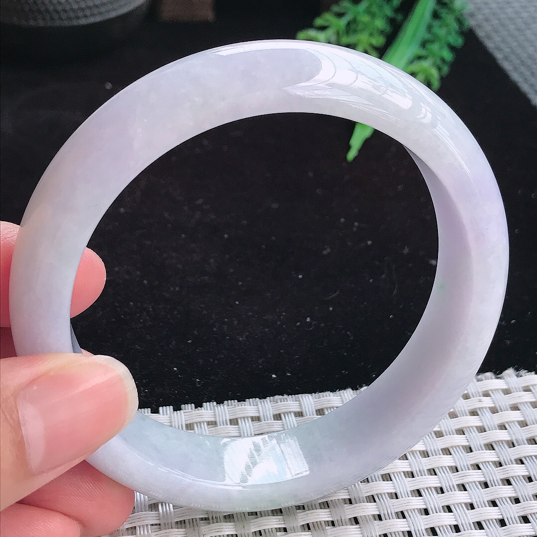 实拍A货翡翠62/15.5/8.8大圈口轮胎镯老坑精美淡雅紫罗兰手镯妈妈款