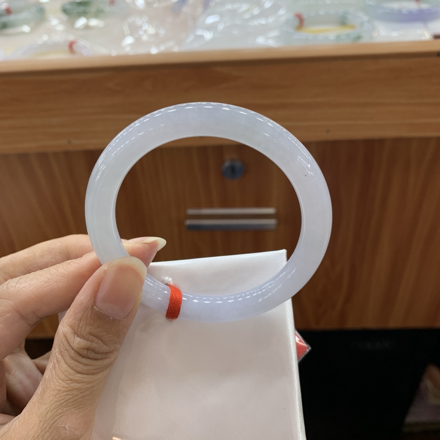 060202MMJ 紫底圆条翡翠手镯 53-8.1
