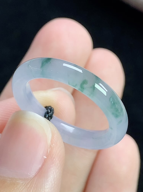 冰紫飘花戒指，无裂，内径尺寸17.8-3.9-3.2mm，16号手寸，L03ytf