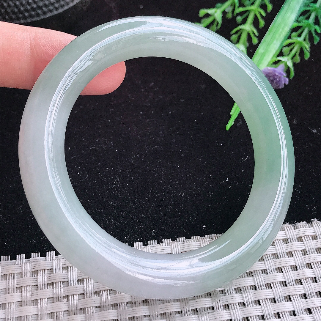 实拍A货翡翠54.5/11.1/10.9老坑冰胶果冻冰晴胖圆条手镯玉手镯女款平安镯
