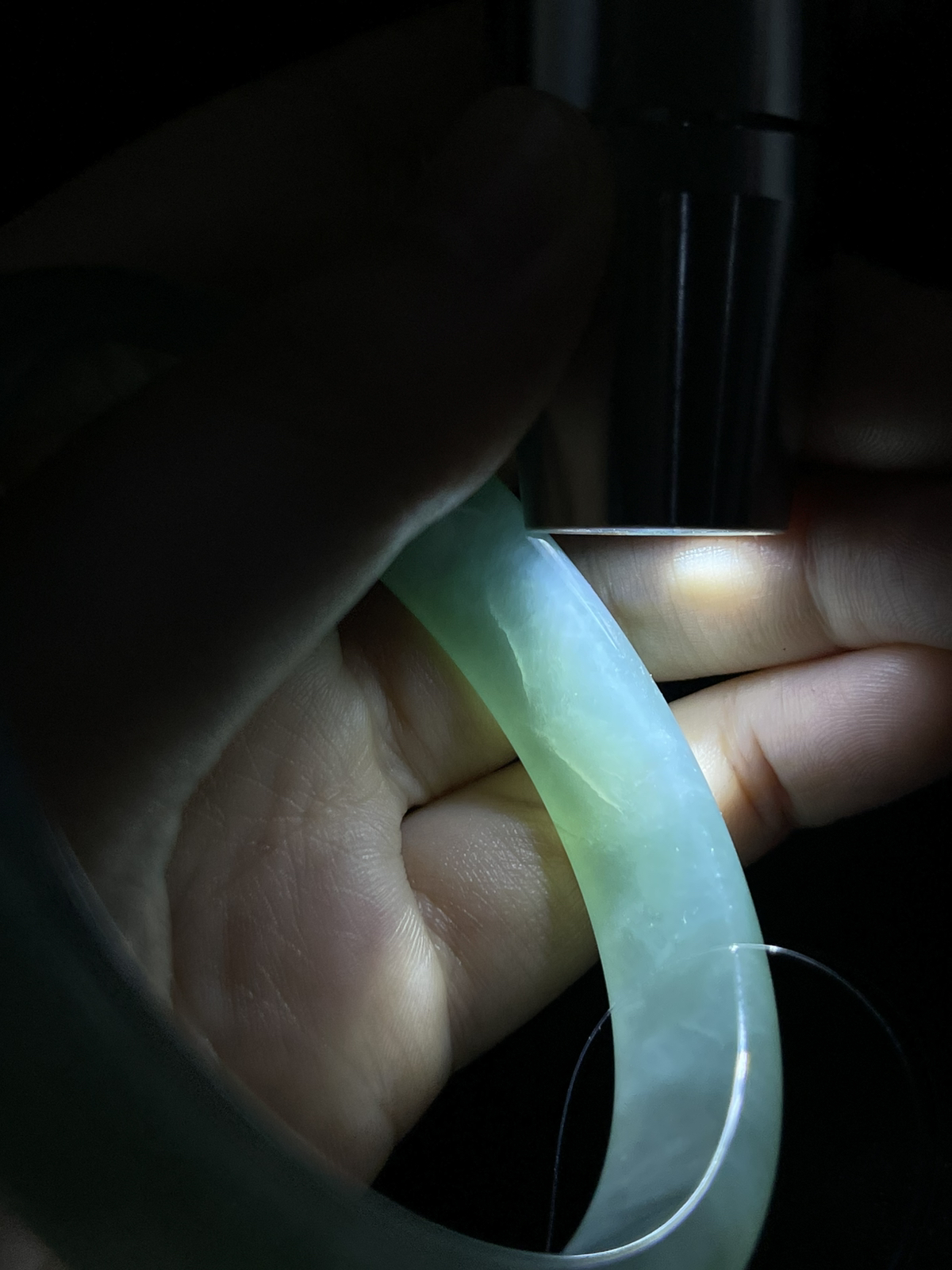 正圈56.5圈口，翡翠冰糯种绿色手镯