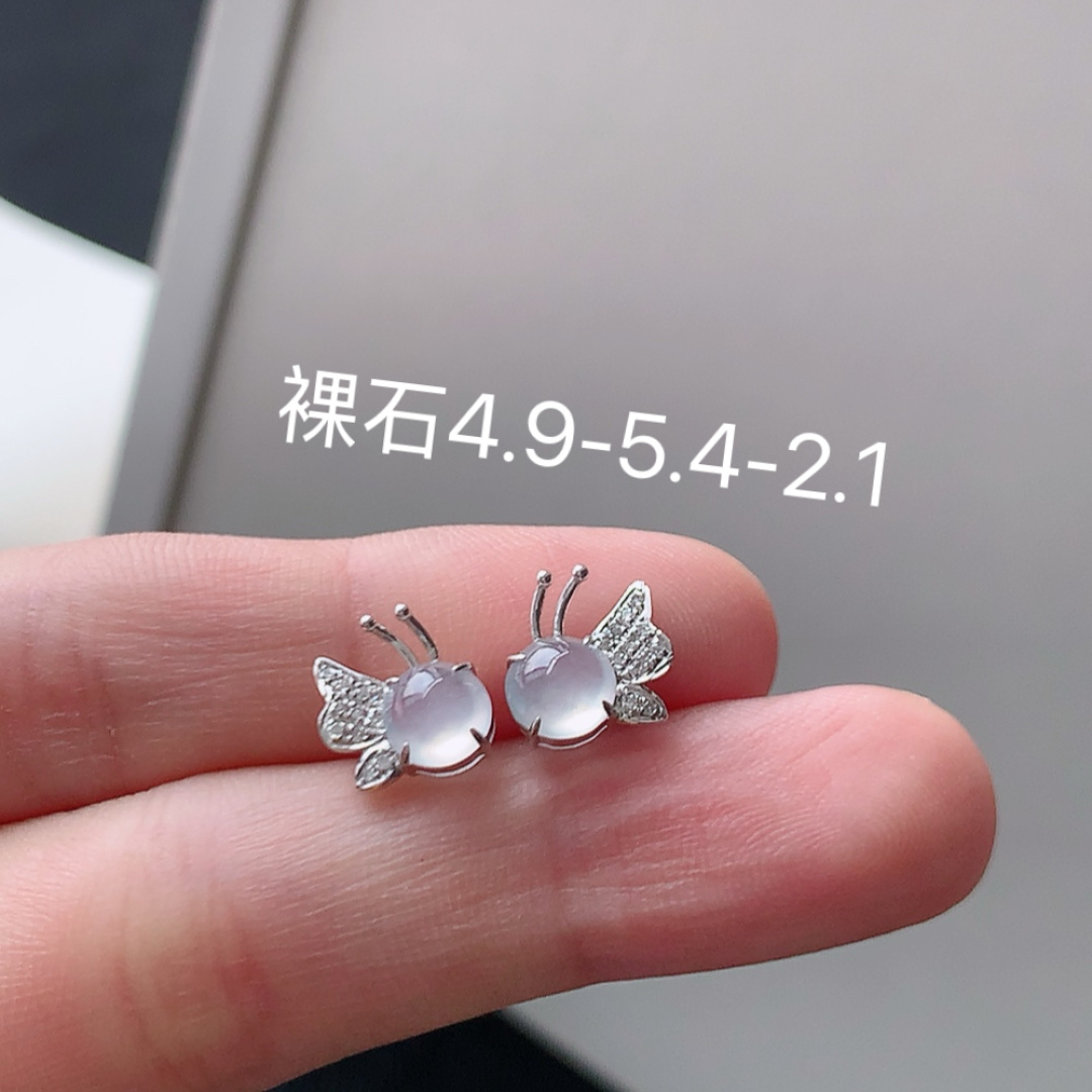 耳钉 种水好 冰润通透 上耳优雅迷人 货号26506，4.9-5.4-2.1
