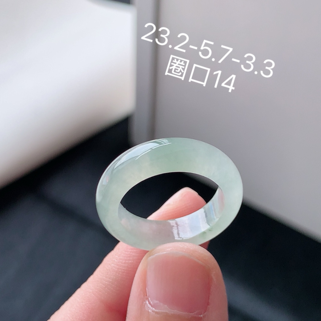 冰飘花戒圈 冰润细腻  种色饱满佩戴落落大方 货号17601，23.2-5.7-3.3