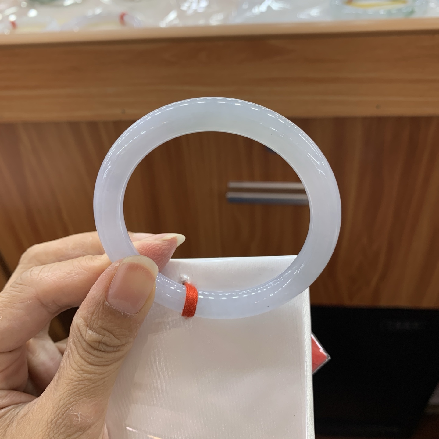 060202MMJ 紫底圆条翡翠手镯 53-8.1