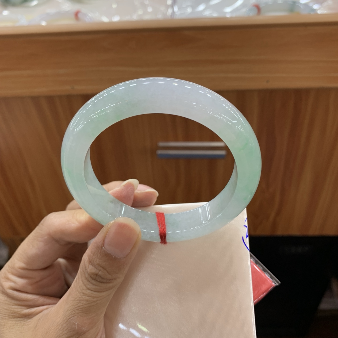 飘绿花正圈翡翠手镯 57-12.6-9.5