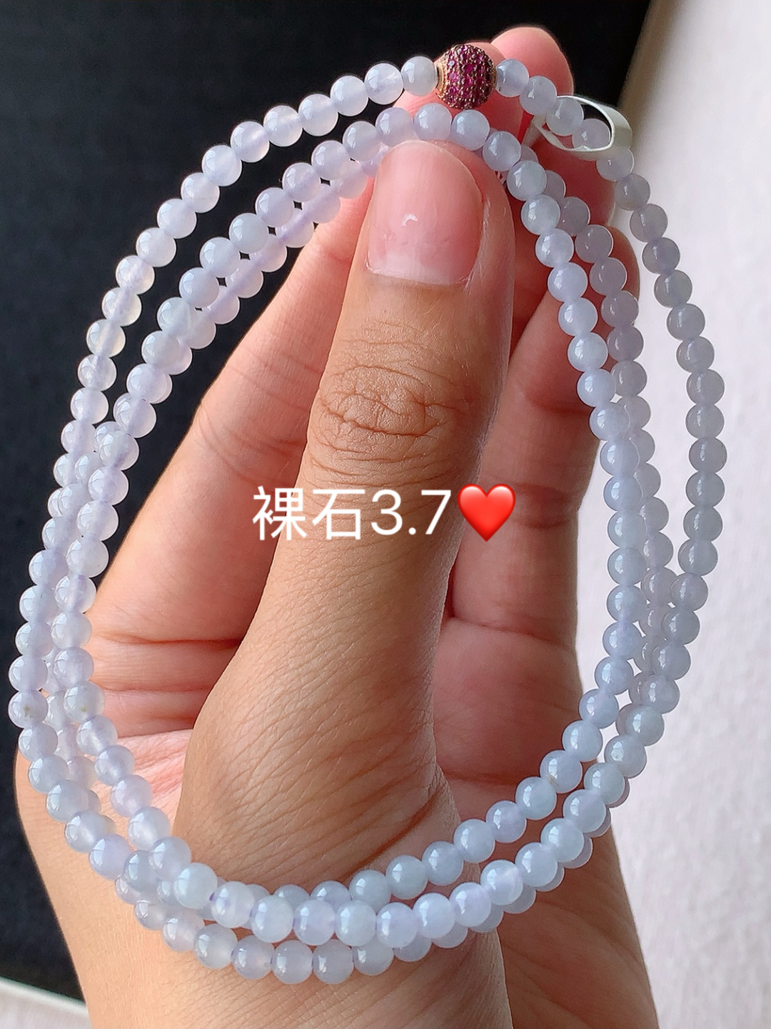 冰紫圆珠珠链颗颗精选 底细细腻水润 佩戴简单大方，3.7