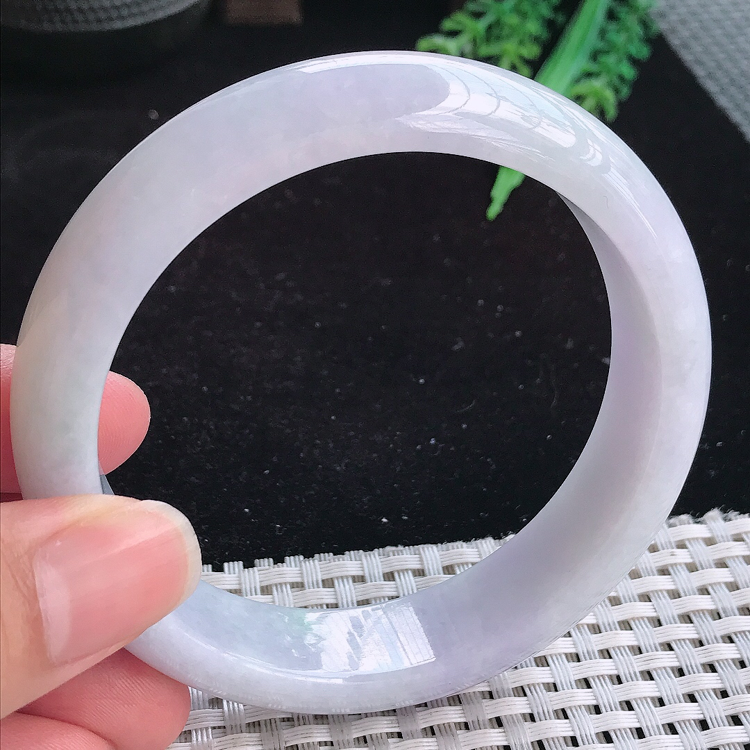实拍A货翡翠62/15.5/8.8大圈口轮胎镯老坑精美淡雅紫罗兰手镯妈妈款