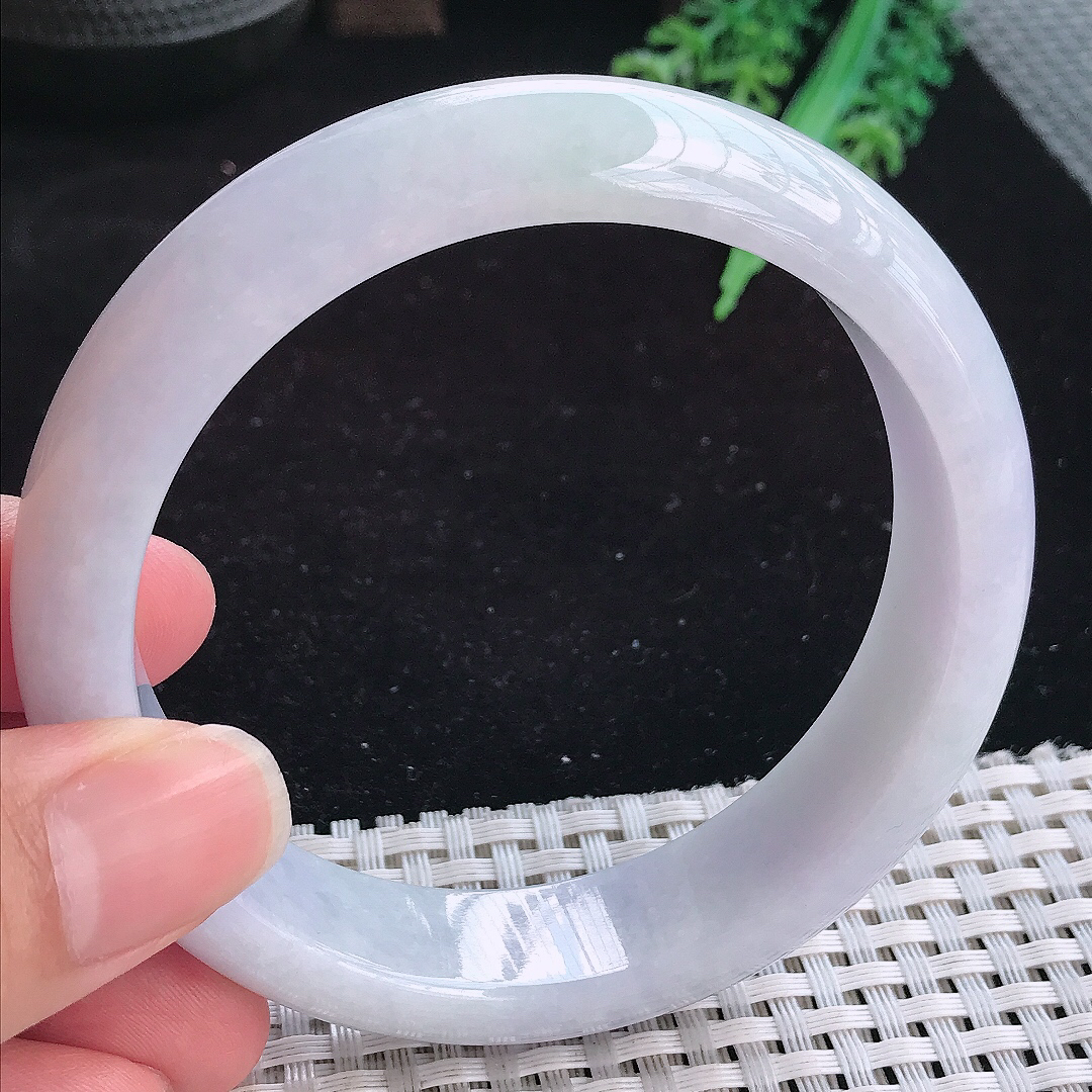 实拍A货翡翠62/15.5/8.8大圈口轮胎镯老坑精美淡雅紫罗兰手镯妈妈款