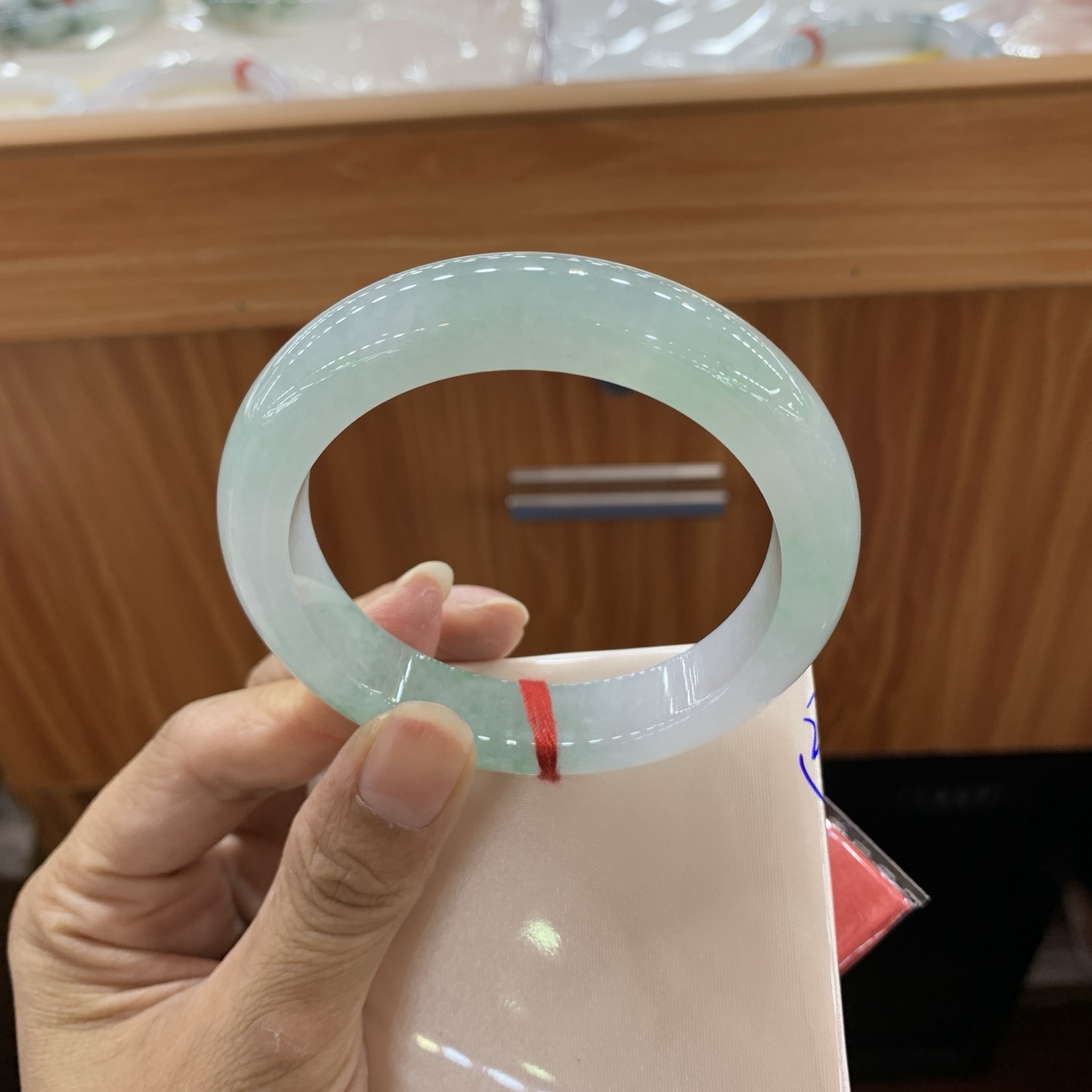 飘绿花正圈翡翠手镯 57-12.6-9.5