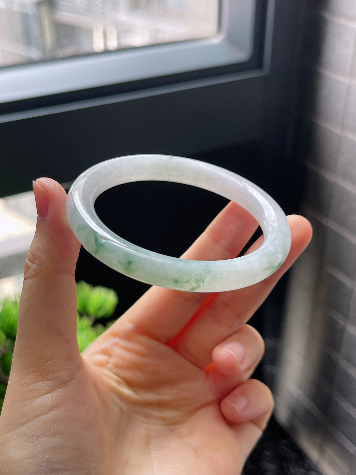 圈口52.8，冰糯飘花细圆条手镯
