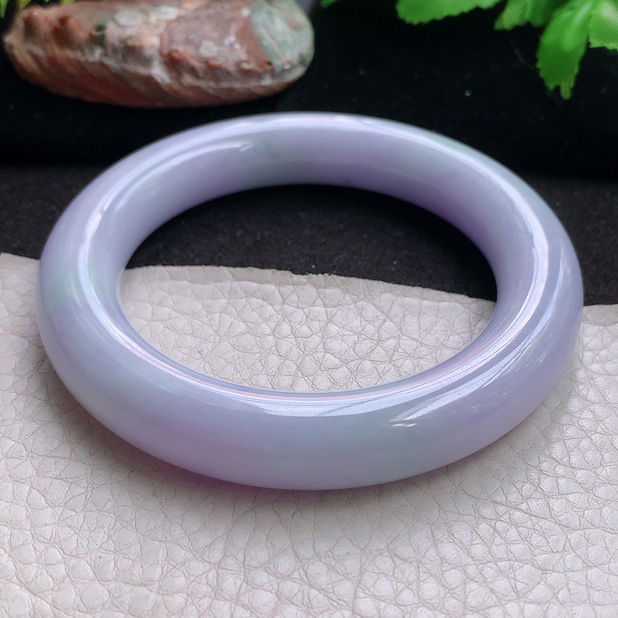 ss实拍57*12胖圆镯 缅甸翡翠a货玉手镯水润紫罗兰圆条珠宝玉手环 美人镯