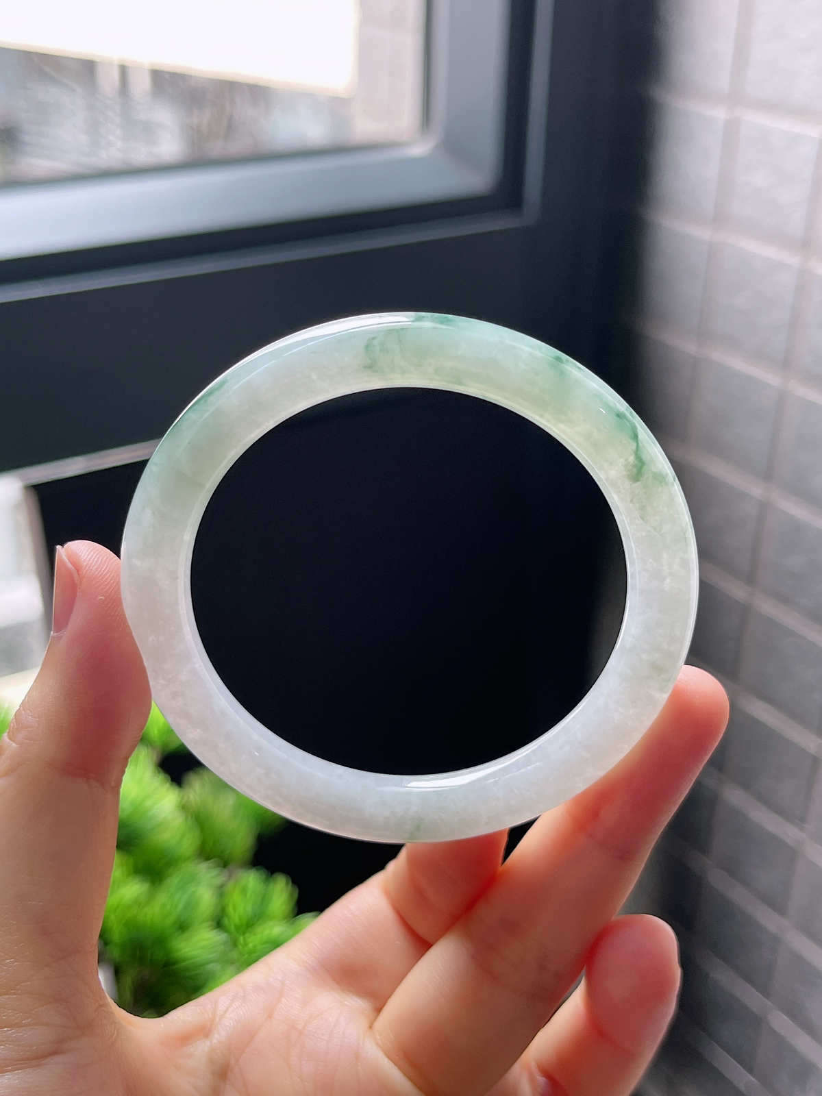 圈口52.8，冰糯飘花细圆条手镯