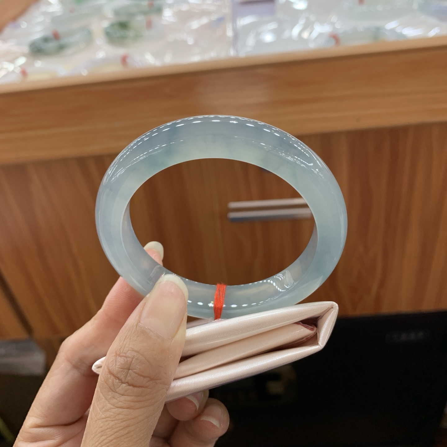 060237JM 蓝紫飘花正圈翡翠手镯 54.3-10.7-8.4