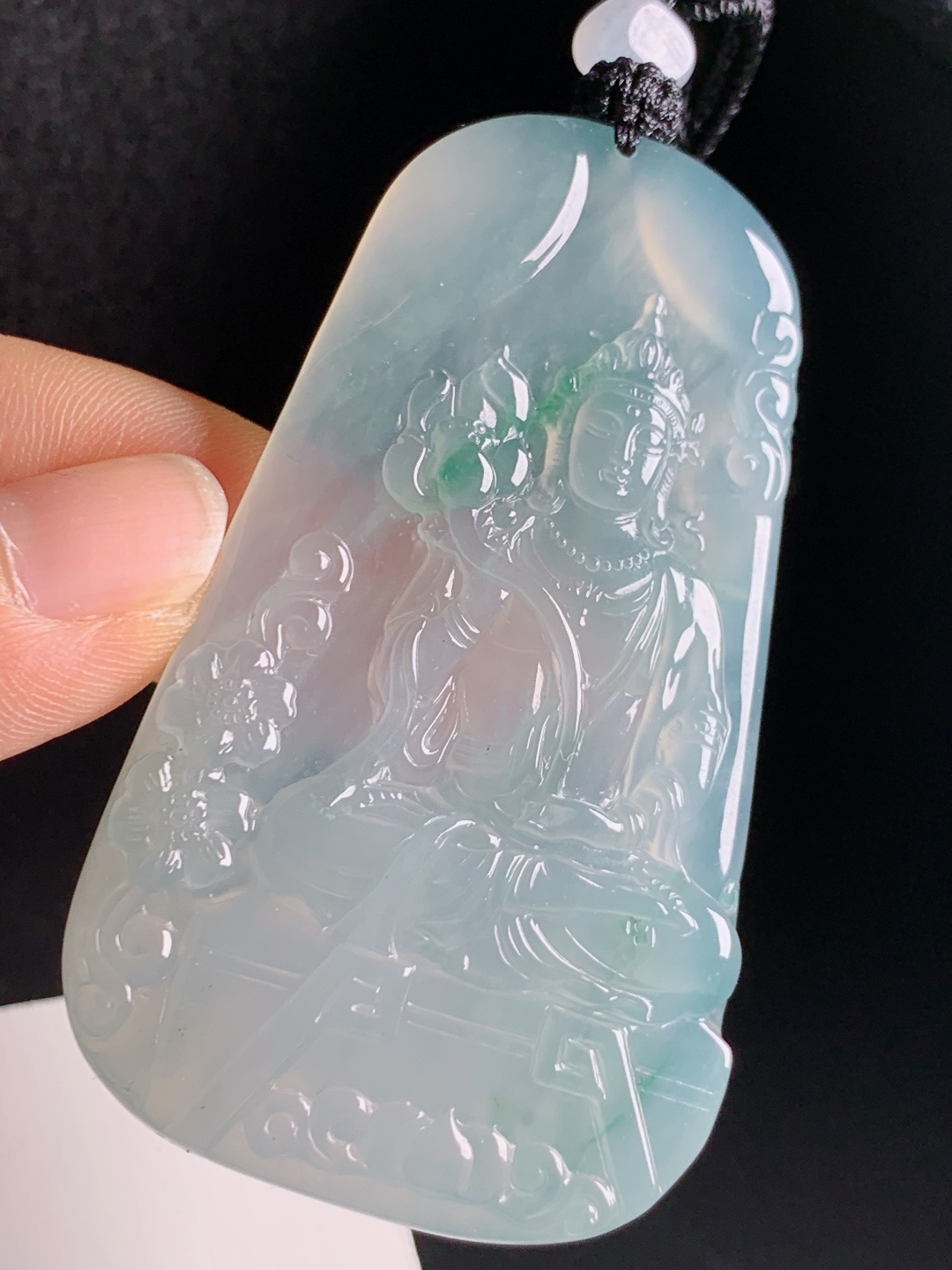 冰飘花度母观音，花冠俏色阳绿，精工古韵 430602