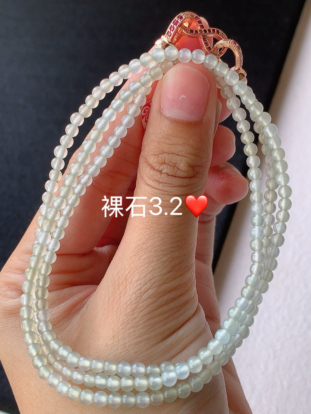 冰黄圆珠珠链 颗颗精选 底细细腻水润 佩戴简单大方，3.2