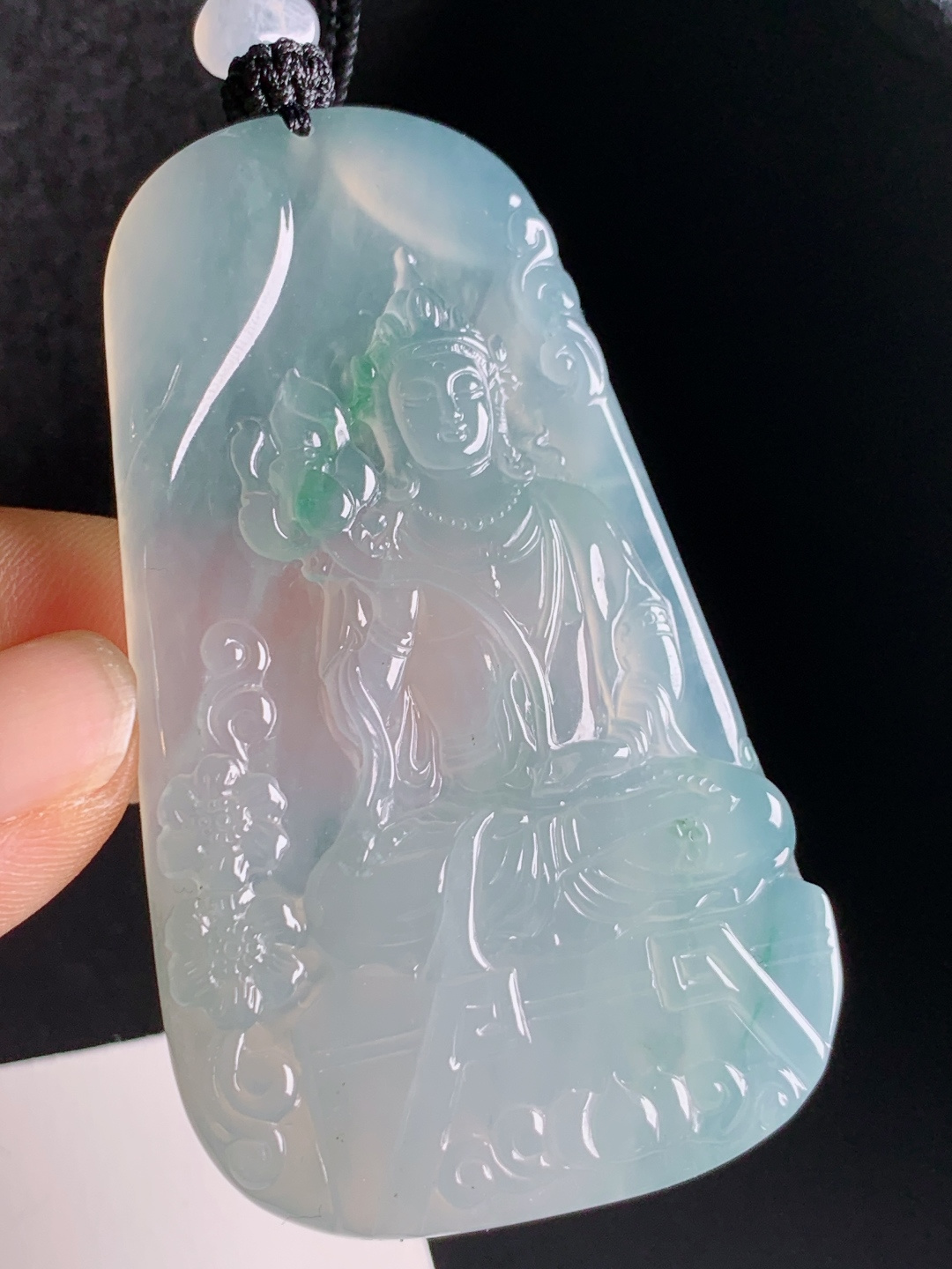 冰飘花度母观音，花冠俏色阳绿，精工古韵 430602