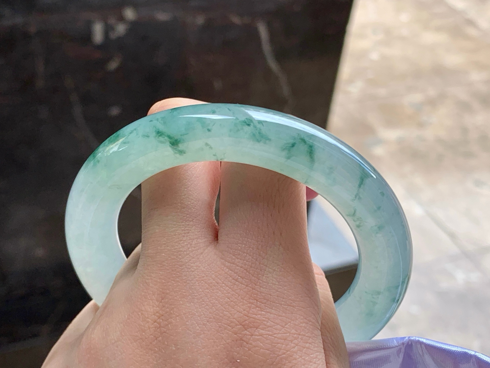 57-12
蓝花圆条手镯^_^种水好