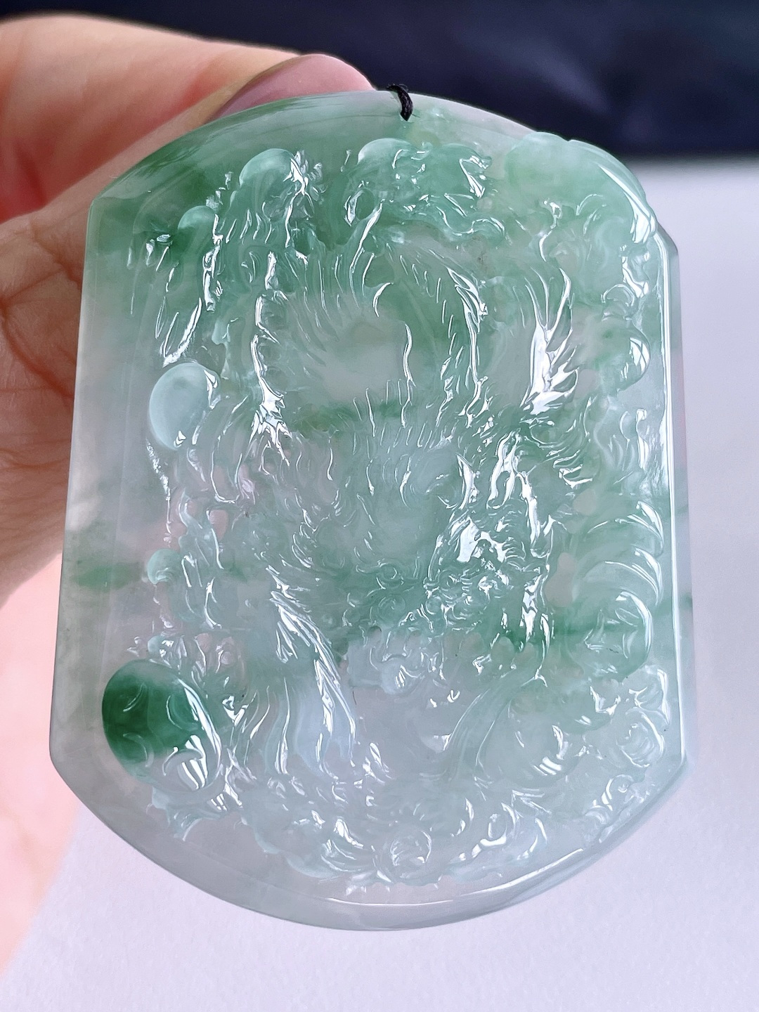 糯冰飘花龙牌大龙牌吊坠 缅料 无裂 性比高 尺寸53.8-42.8-6 重量29克