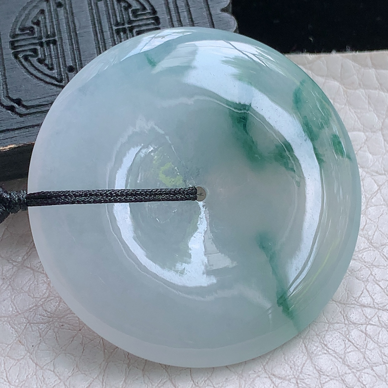 zz3实拍42.3*5.5天然缅甸翡翠飘花大平安扣吊坠