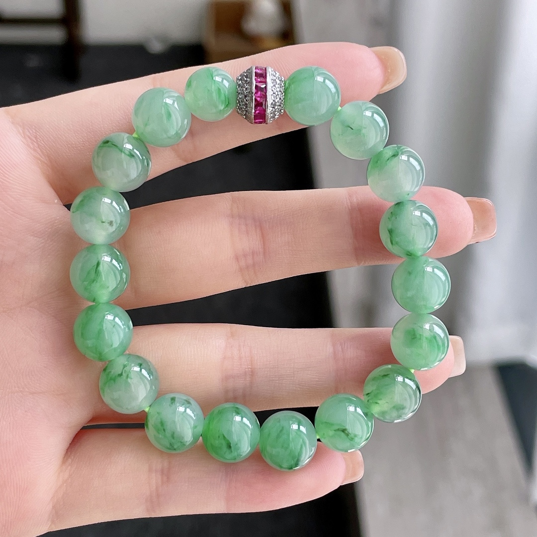 冰绿珠子手串，8.9-10
