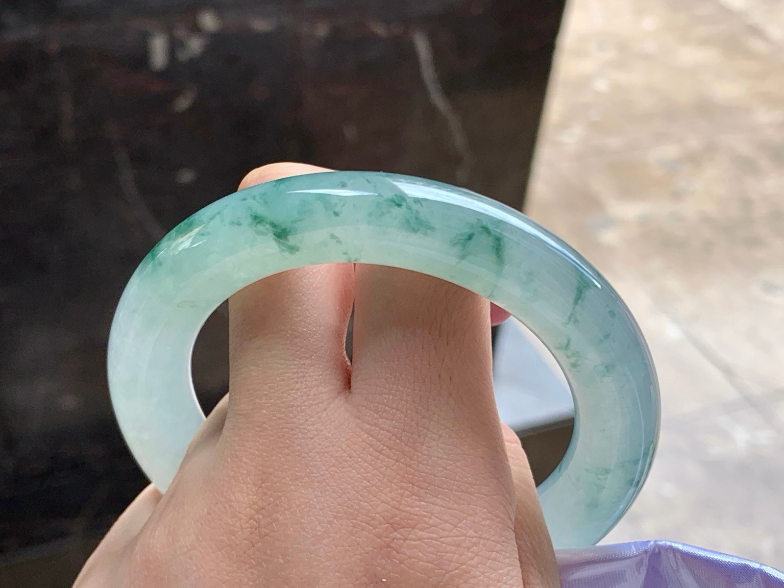 57-12
蓝花圆条手镯^_^种水好