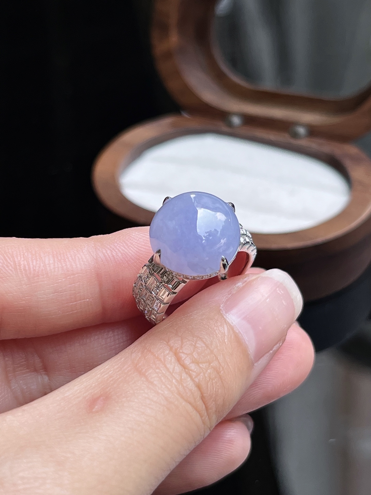 ️ 天然翡翠 蛋面戒指 裸石尺寸13-12.8-6mm