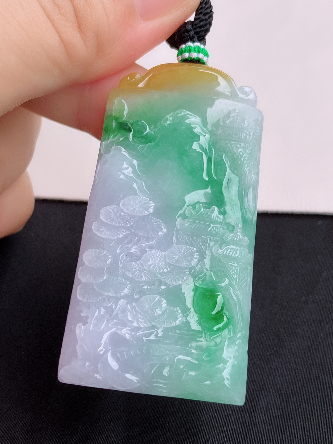 三彩山水牌，意境美，尺寸57.6/30.6/8/自然光实拍