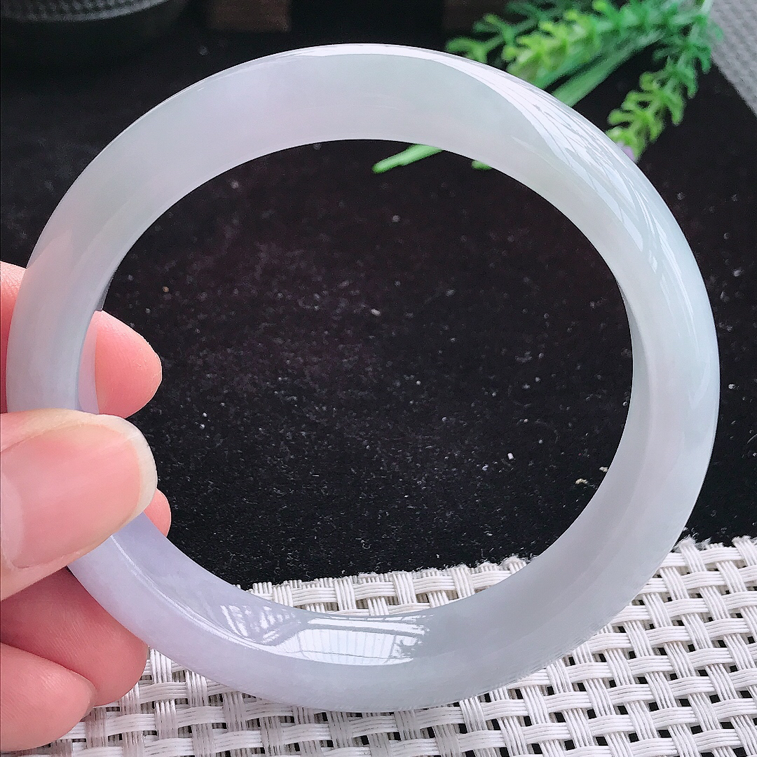 实拍A货翡翠62.5/12.8/9大圈口冰胶果冻飘花手镯玉手镯女款平安镯