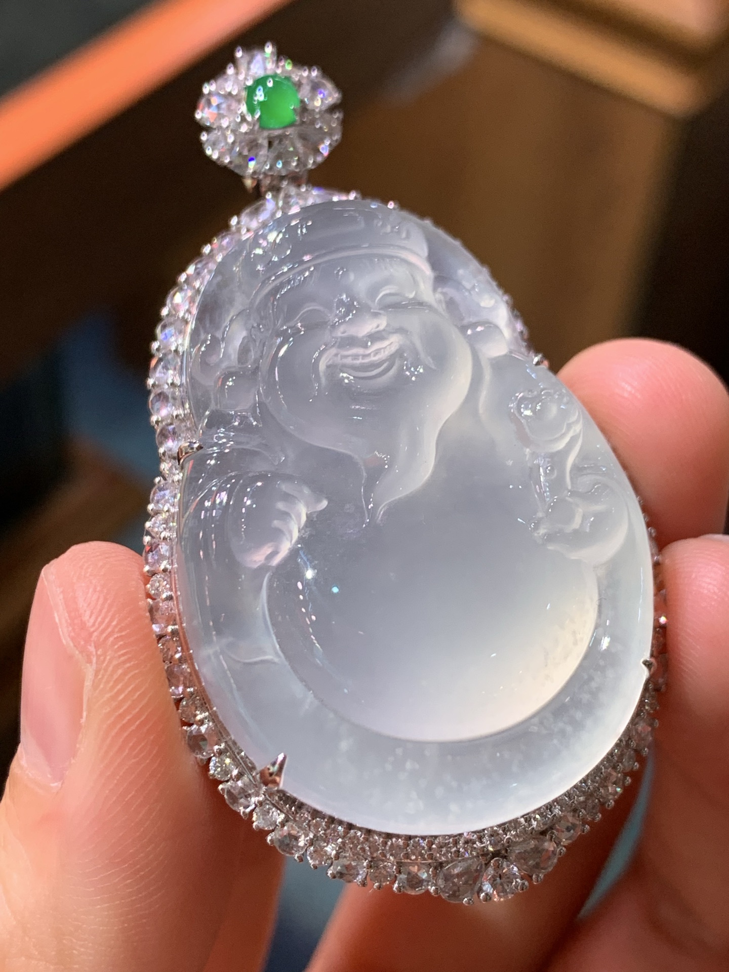 玻璃种起胶财神爷爷吊坠，美货推荐