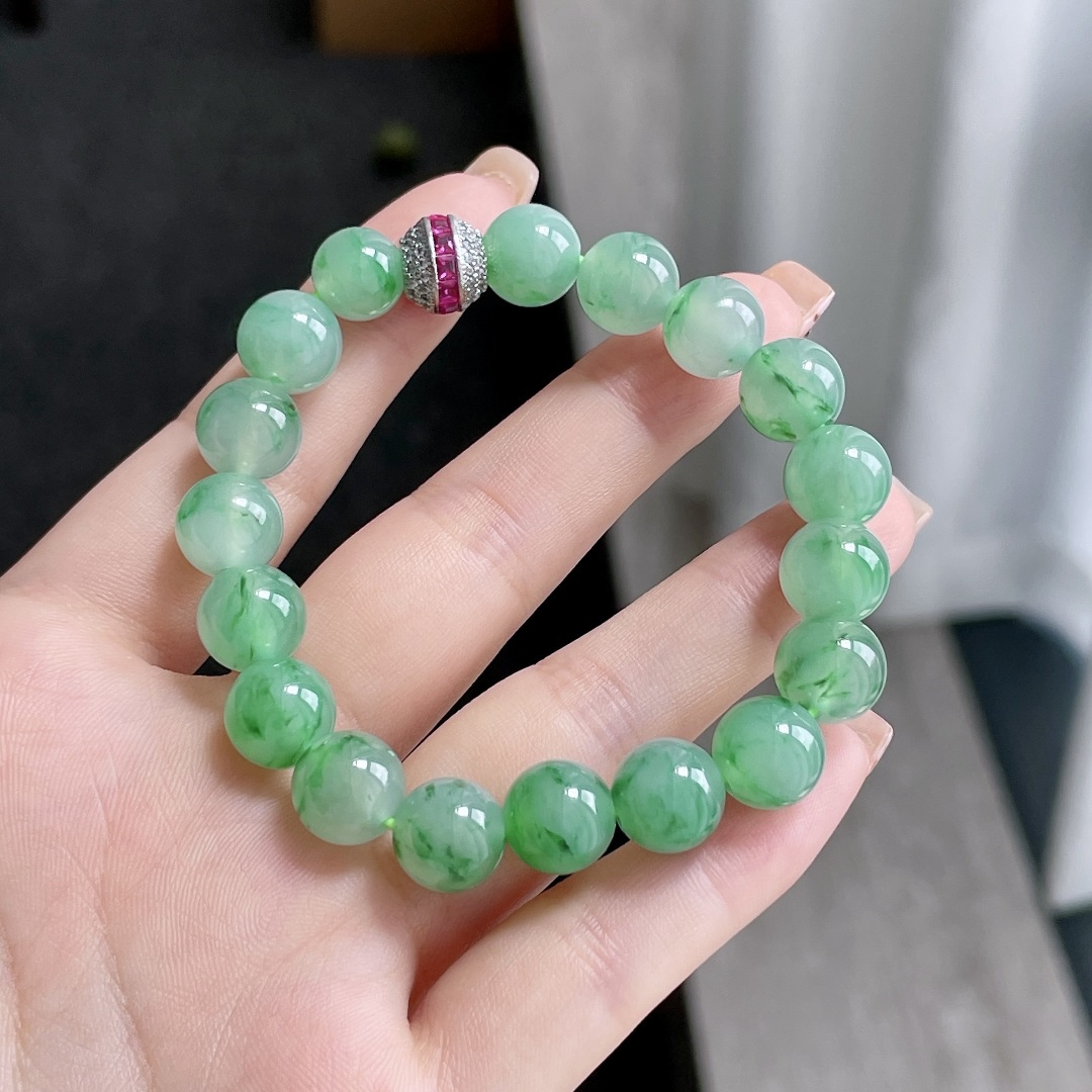 冰绿珠子手串，8.9-10
