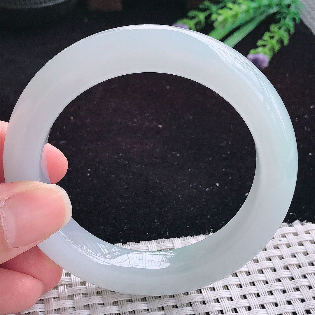 实拍A货翡翠56.5/12.1/10.8老坑冰胶果冻厚装手镯玉手镯女款平安镯
