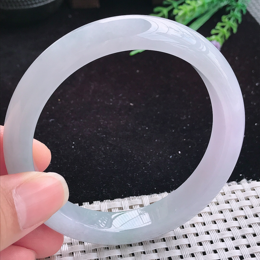实拍A货翡翠62.5/12.8/9大圈口冰胶果冻飘花手镯玉手镯女款平安镯