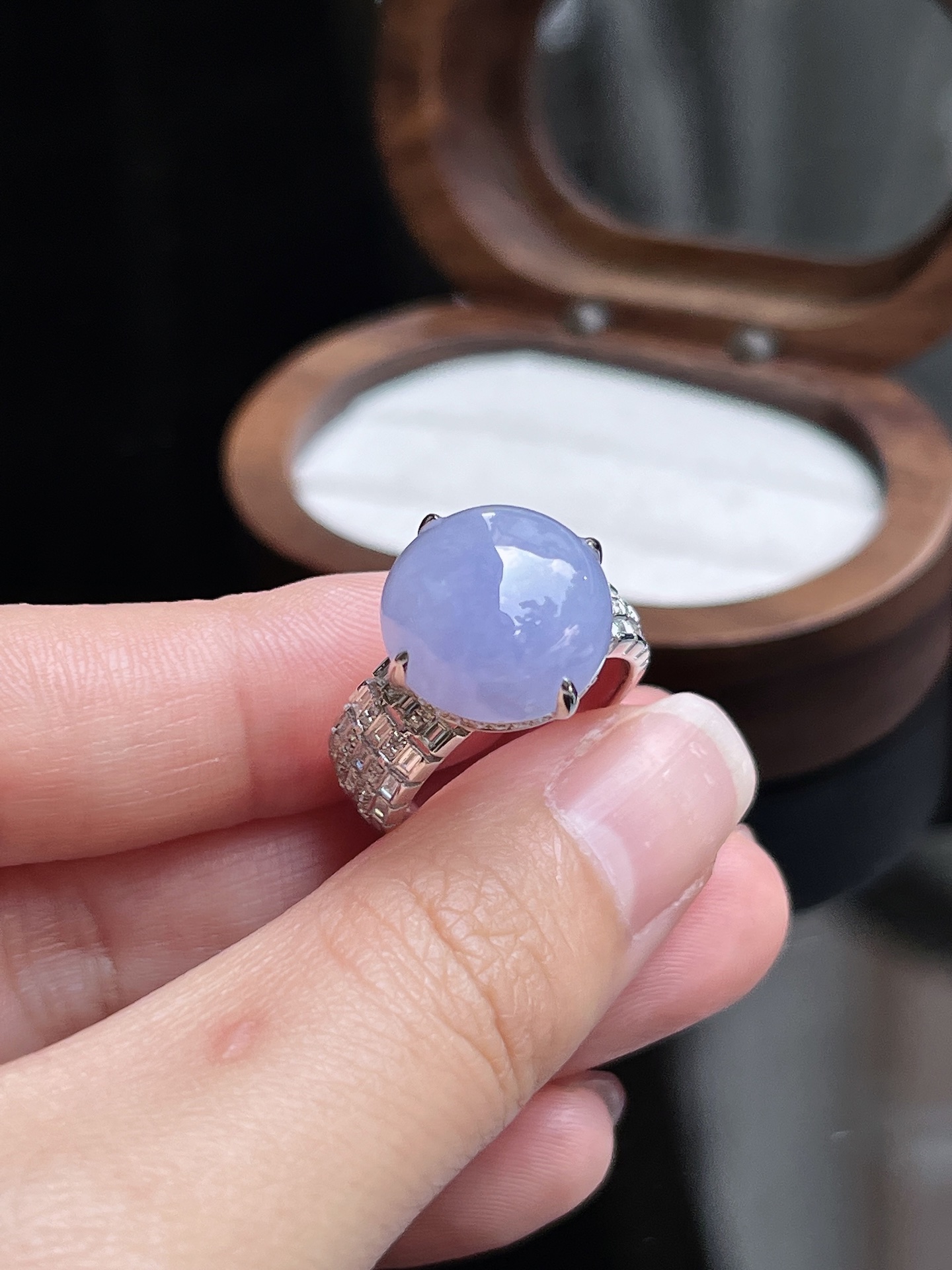 ️ 天然翡翠 蛋面戒指 裸石尺寸13-12.8-6mm
