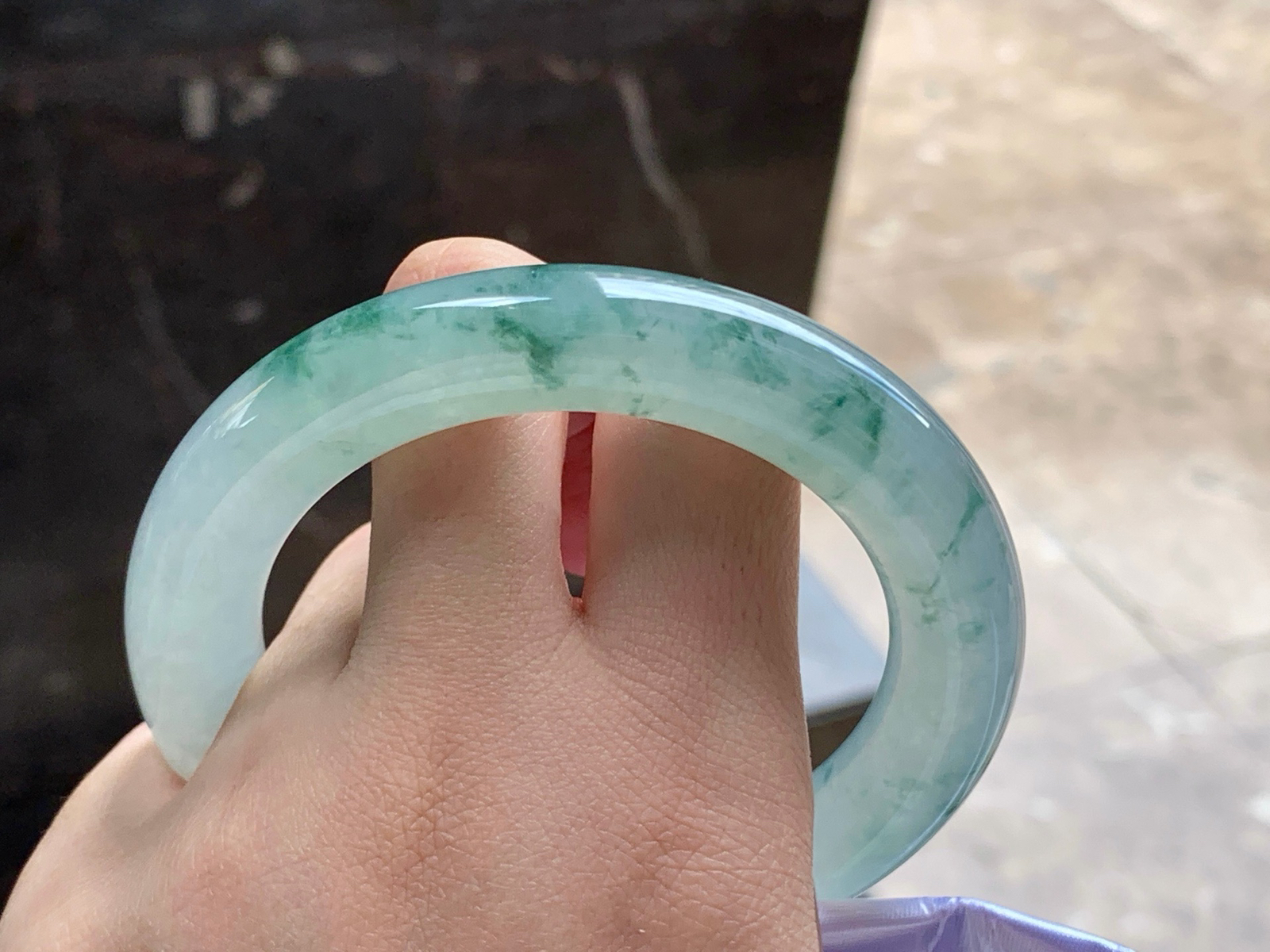 57-12
蓝花圆条手镯^_^种水好