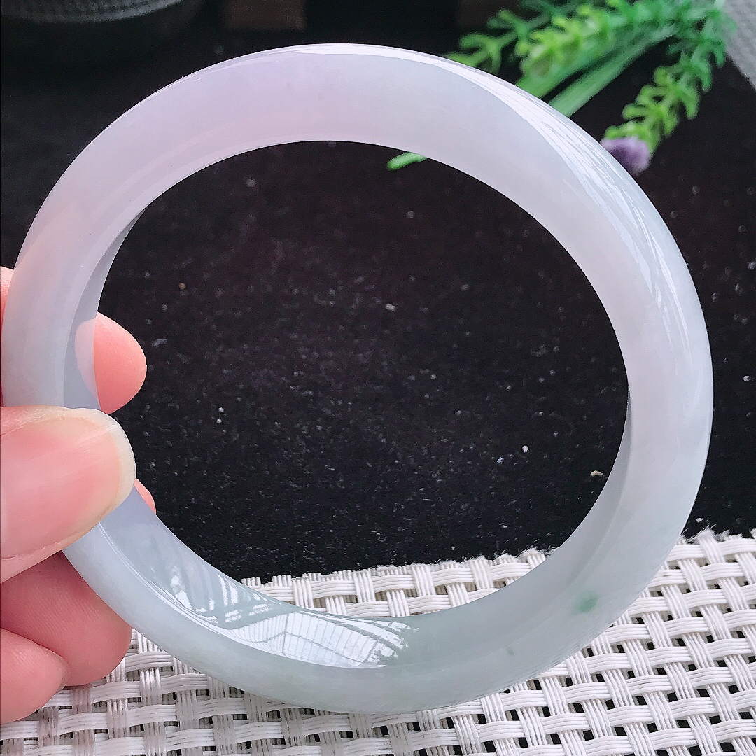 实拍A货翡翠62.5/12.8/9大圈口冰胶果冻飘花手镯玉手镯女款平安镯