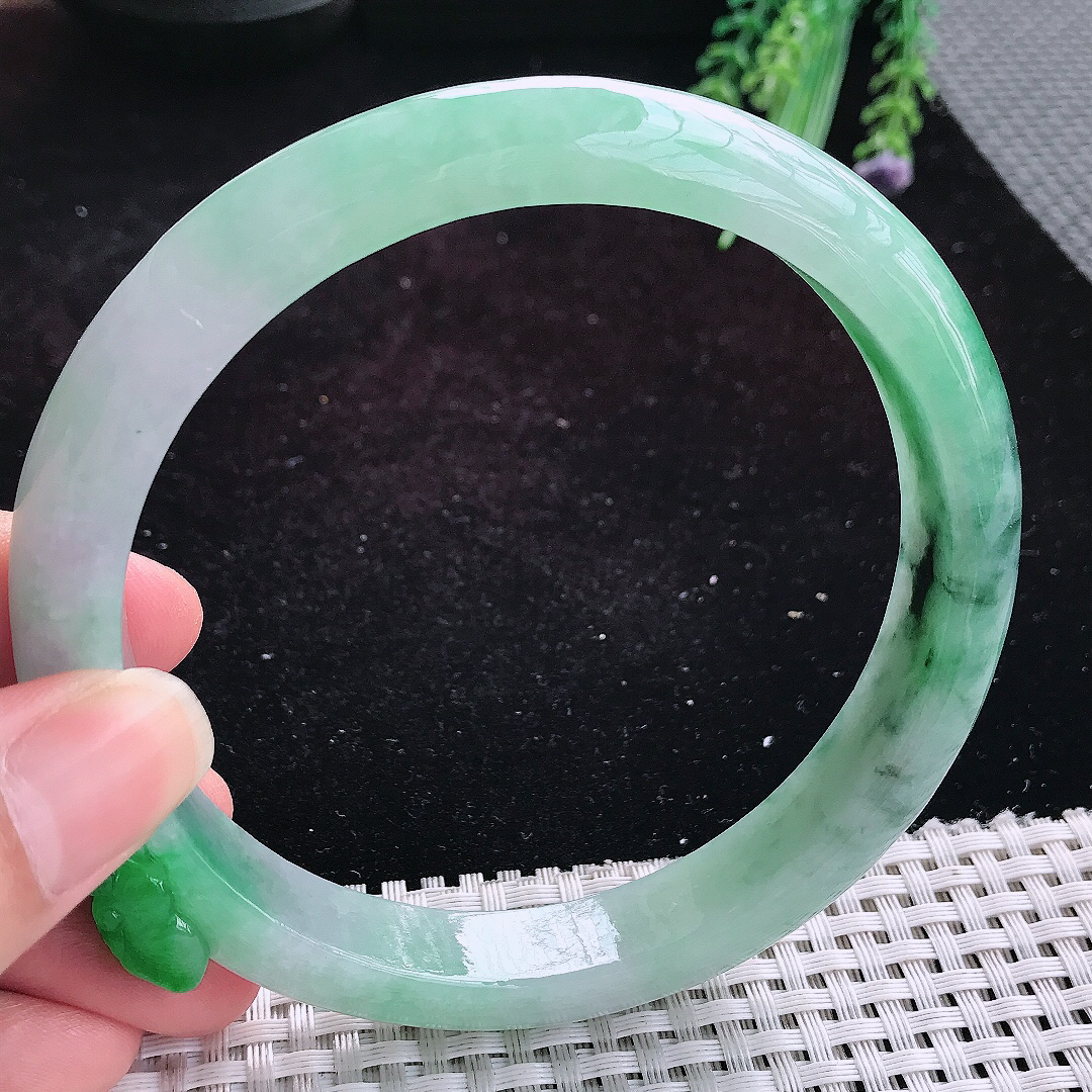 实拍A货翡翠72.5/12.5/8.5超大圈口臂镯精美冰润辣阳绿手镯女款平安镯臂镯